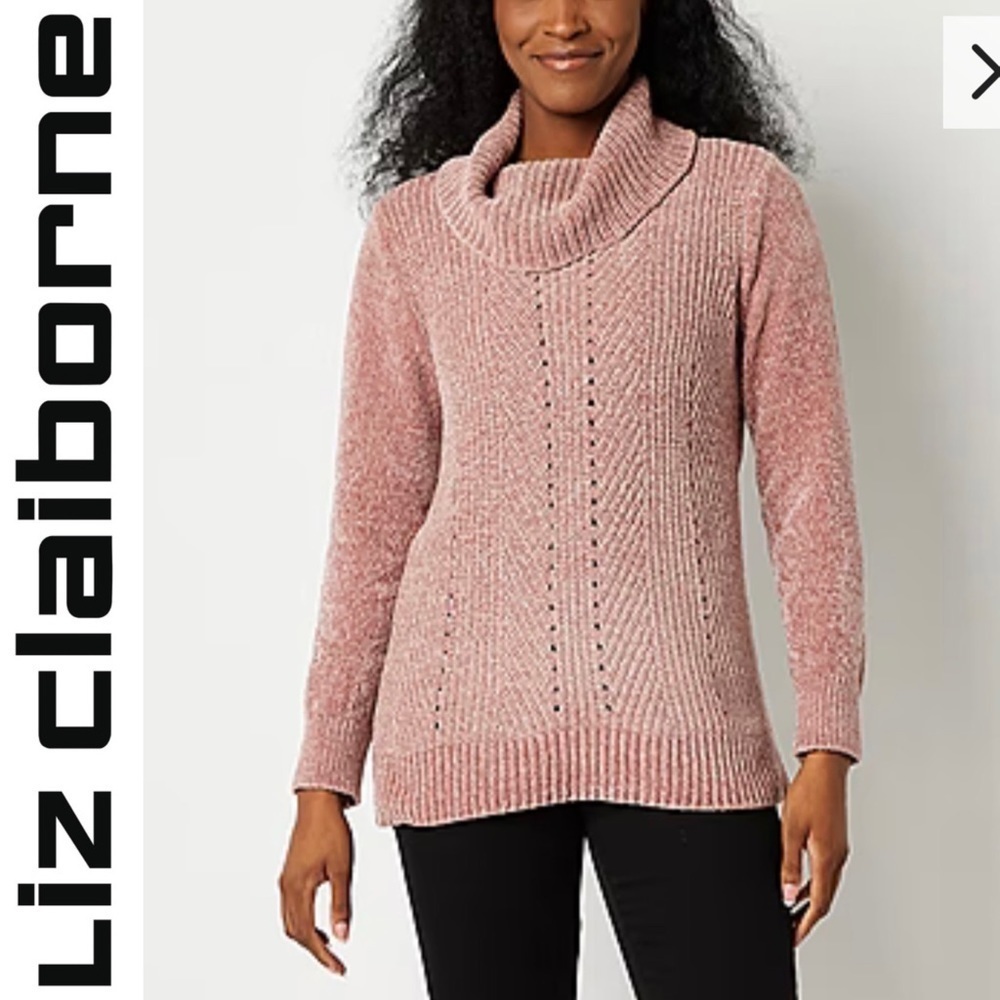 NWOT Liz Claiborne Chenille Womens Cowl Neck Long Sleeve Pullover Sweater Small